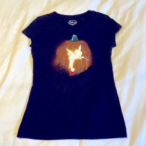 Disney Halloween Tinkerbell Pumpkin Fitted Cap Sleeve Tee S